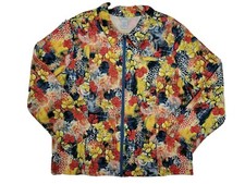 City Blues By Koret Floral Red Blue Yellow White Zip Up Blazer Jacket Size Xl