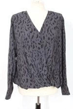 Rails L Hillary Ash Cheetah Print Long Sleeve Wrap Top