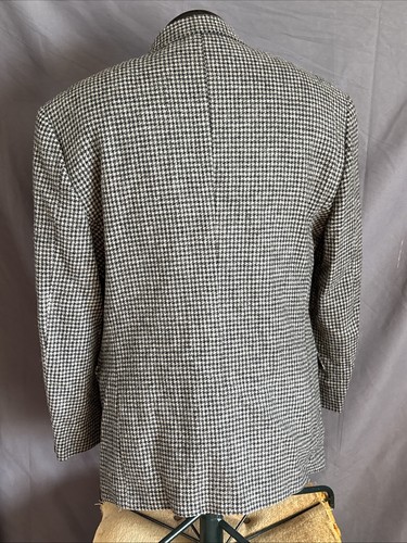 Vintage Woolrich Blazer Black White Houndstooth Sport Coat Wool Made in USA M - Picture 5 of 21