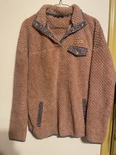 Simply Southern Fleece Pullover Women  s Size L 1/4 Snap Jacket Rust Color