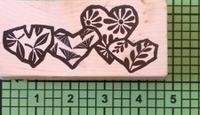 Four Hearts with Flowers and Leaves Wood Mounted rubber stamp by Magenta