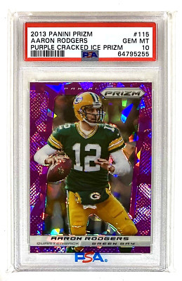 2013 Panini Prizm 115 AARON RODGERS Jets Purple Cracked Ice #12/40 PSA 10 1/1