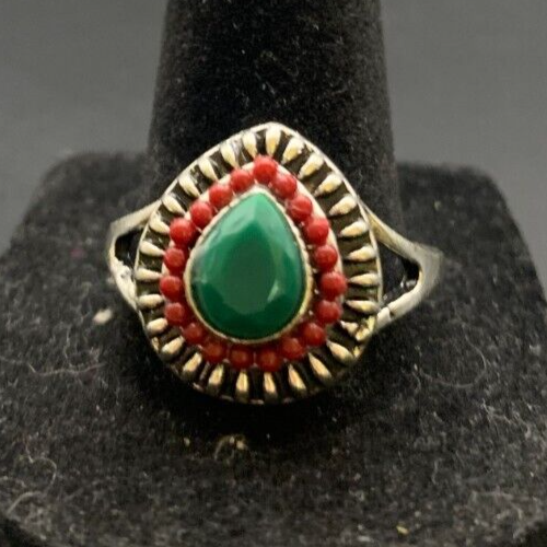 Vintage Antique Silver Tone Rhinestone Cocktail Ring - Size 11