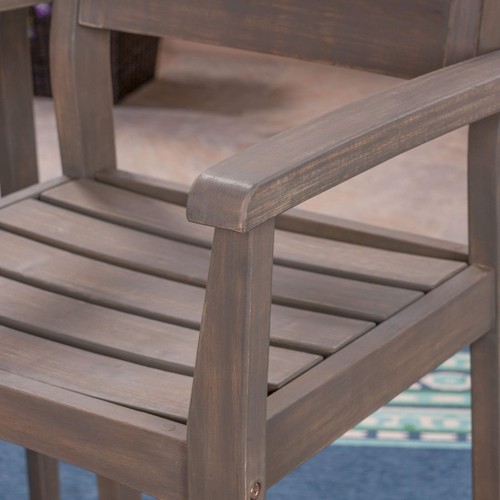 Christopher Knight Home Lera Outdoor Rustic Acacia Wood Barstool Set of 2 Gray - Picture 5 of 9