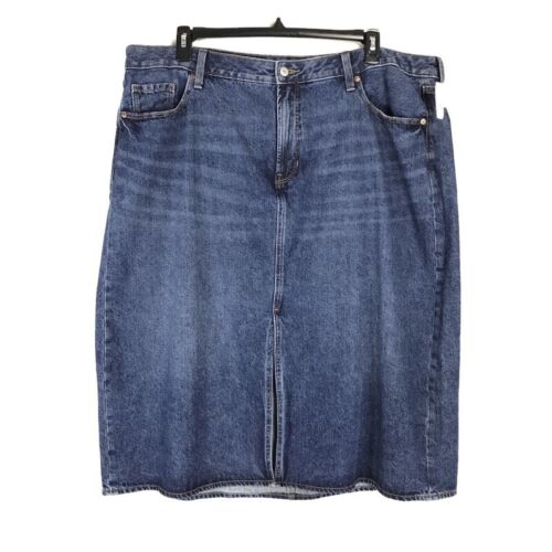 NEW Old Navy High Rise Denim Skirt Women's Plus Size 22 Zip Pockets 100% Cotton