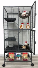 LARGE Deluxe Double Unit  1/2-inch Bar Cage For Ferret Rat Guinea Pig Chinchilla