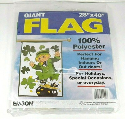 Emson Giant Flag Leprechaun Pot of Gold Indoor Out Door Polyester St Patrick's