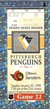 Damian Rhodes Tom Barrasso 0-0 TIE Ticket Stub 1-20-1998 Penguins Senators 🔥👀