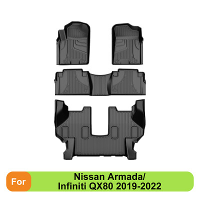 TPE Rubber 3D Floor Mats All Weather for 2019-2022 Nissan Armada/Infiniti QX80