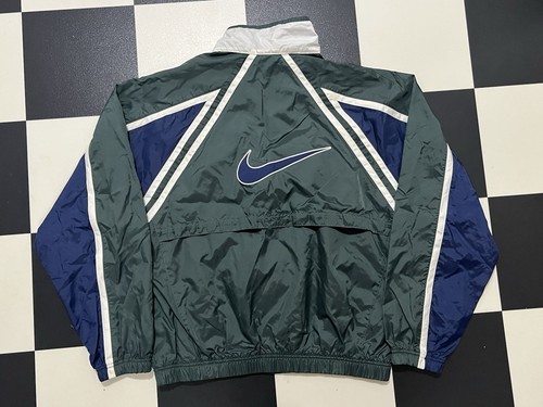 Vintage Nike Windbreaker Jacket Mens Medium Green Blue Big Swoosh 90s Full Zip by Nike, Size M, $29.99 - Photo 2