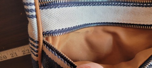 Bueno Canvas Purse Brown & Blue Strip Cross Body - Picture 3 of 15