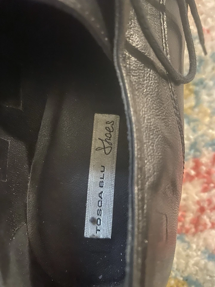 Zapatos Oxford Tosca Azul Negro Cuero Genuino Plataforma Talla 8 Foto 4 de 4