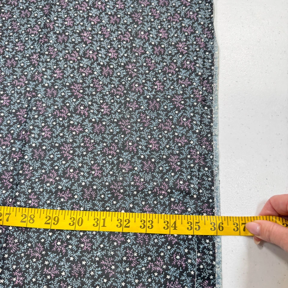 vintage quilting fabric purple blue leaves floral cotton 36x147 4 yards - Image 3 of 4
