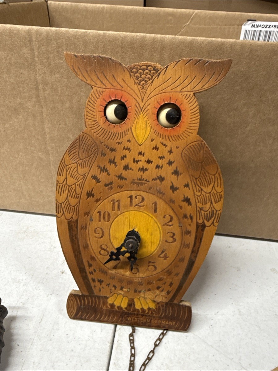 Vintage Owl Wall Clock made in Western Germany | eBay