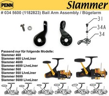 Penn - Ersatzteil # 034 5600 Bail Arm Assembly / Bügelarm Slammer 460-560 / LL