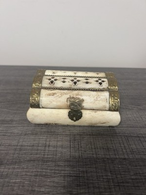Handcrafted Vintage Camel bone and Brass Trinket Box-Collectible