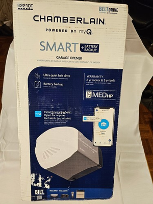#ad Chamberlain Smart Garage Door Opener 1 2 HP Belt Drive Battery Backup B2210T $175.00