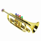 Gold Kid Trumpet Toy With 4 Colored Keys Great For Children's Music Education