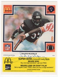 Signed OTIS WILSON McDonalds Yellow Coupon PSA/DNA Certified Auto Super Bowl