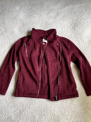 OLD NAVY Fleece Moto Jacket (girls large, maroon/burgundy)
