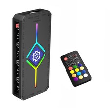 Computer ARGB Hub with Remote Sync to Aura Mystic Light RGB Fusion 9 Ports