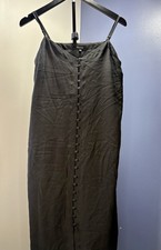 Madewell Black Button Front Slip Dress Size 10