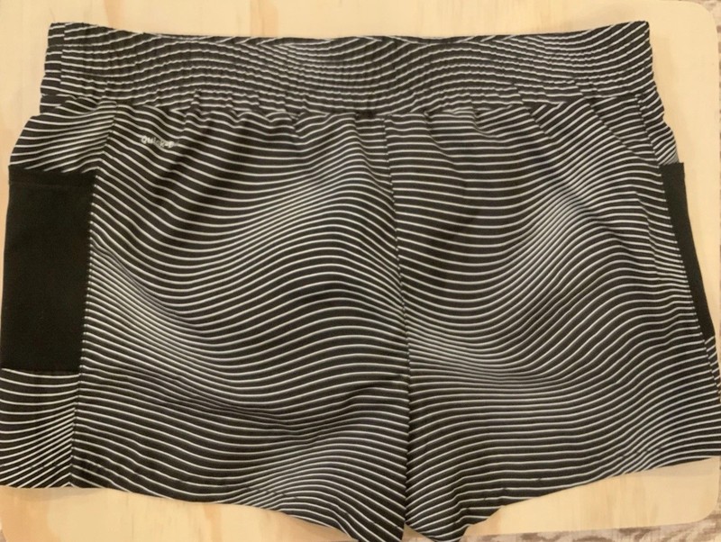 Xersion Lined Running Shorts Size L (14.5/16.5)Black & White Stripes N W T
