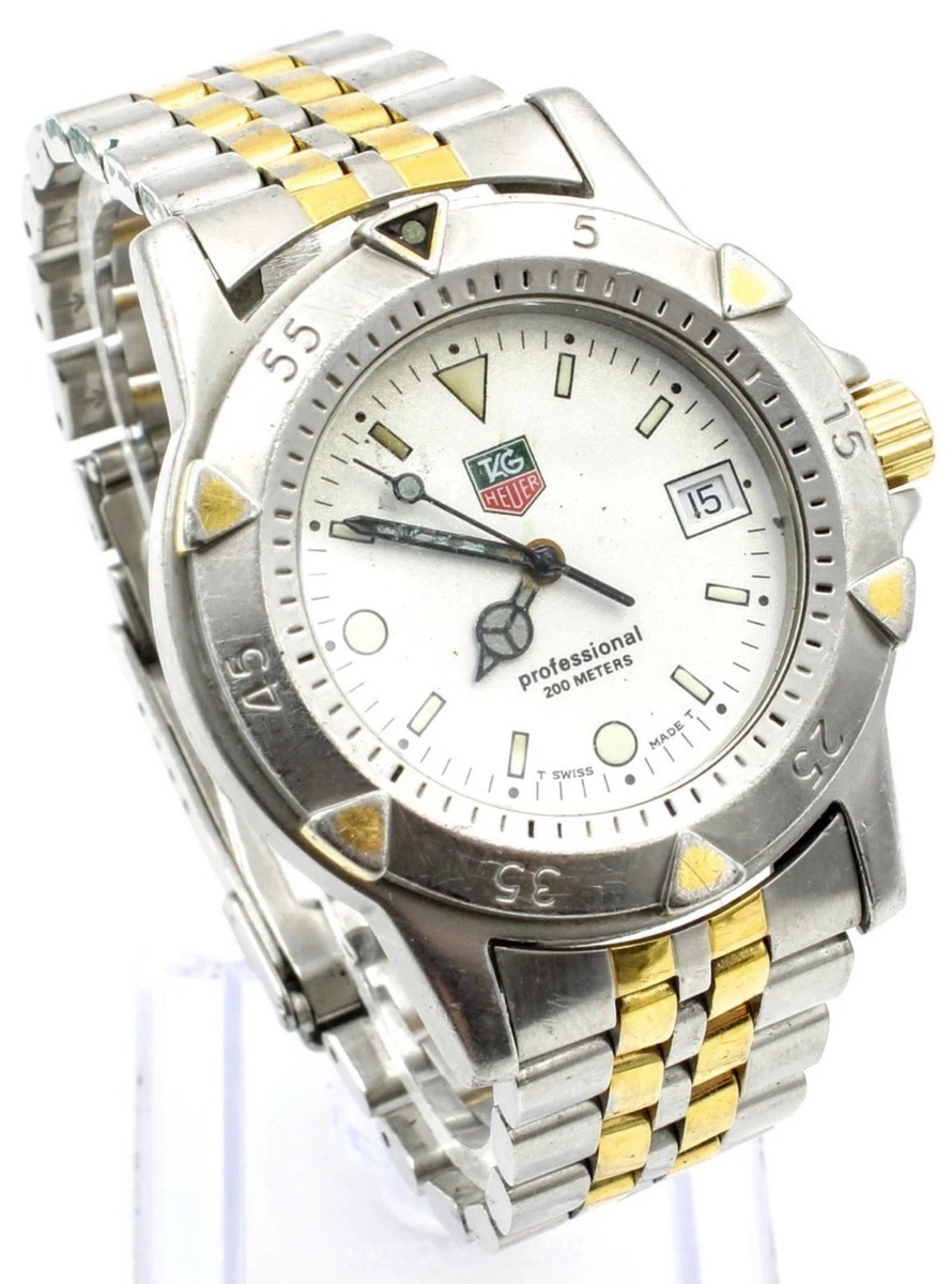 時計 TAG HEUER professional 200METERS Vintage TAG Heuer Professional 200m Date Two Tone White Dial