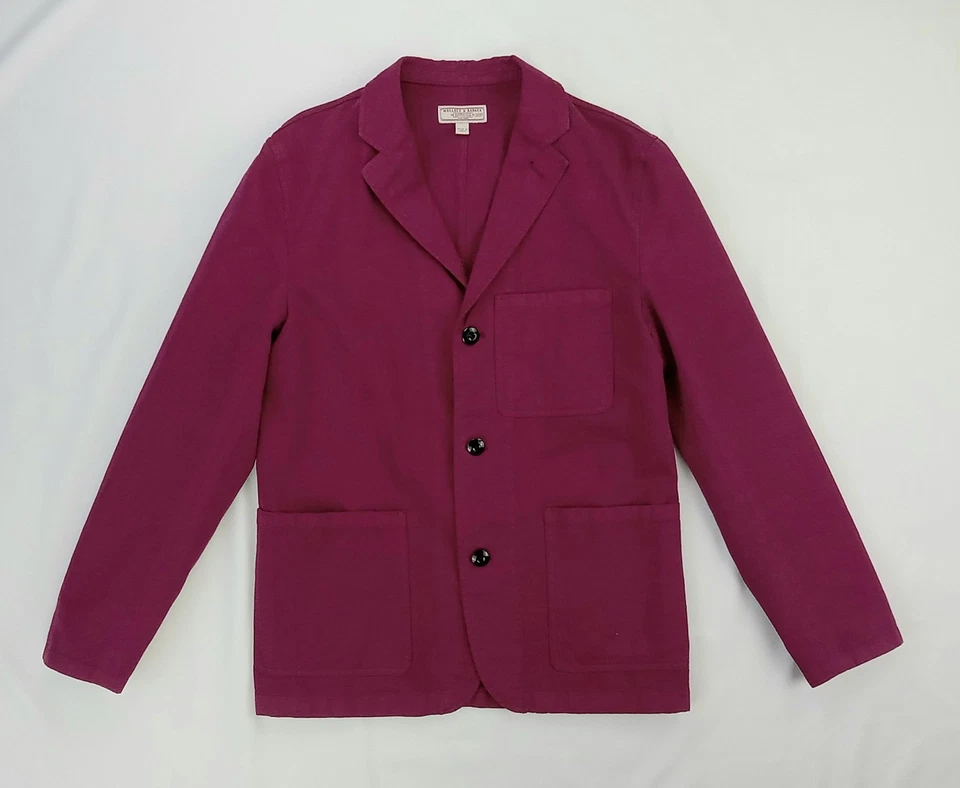 Chaqueta Blazer 38R Wallace & Barnes Para Hombre Ajustada Roja Mezcla de Algodón y Lino Tareas Foto 3 de 4