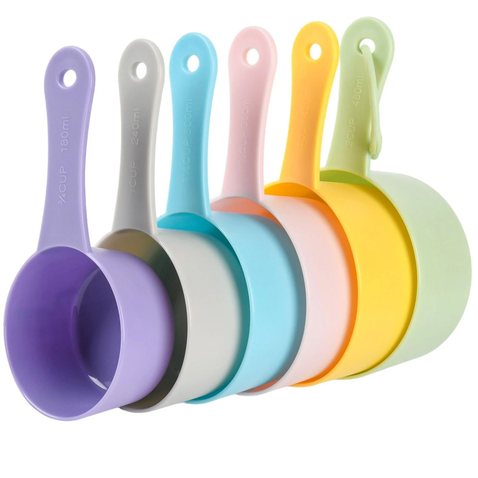 Measuring Cups Set 6, Colorful Plastic Measuring Cup Set, Big Size Metric & M...