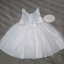 American Princess White Formal Dress 18 Months Bow Pearl Embellishments