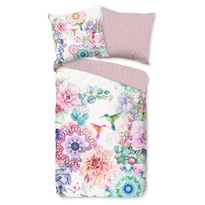 Mako-Satin-Bettwäsche Isaye - Baumwolle - Rosa - 135 x 200 cm + Kissen 80 x 80 c