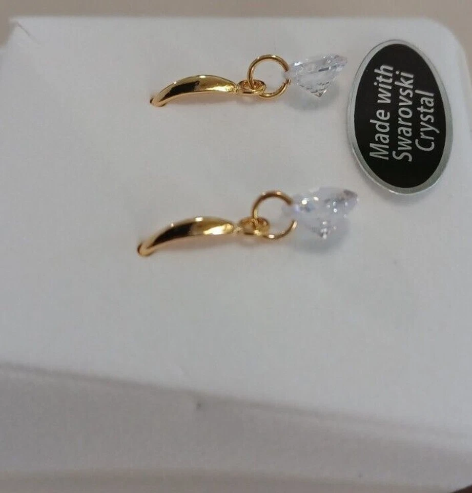 PENDIENTES DE CRISTAL DE SWAROVSKI Hermosos Pendientes Colgantes Transparentes con Estuche de Cuero Foto 2 de 4