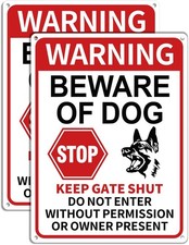 2 Pack Beware of Dog Signs, 13x9.9 inch Reflective Tin Sign Beware of Dog for Fe