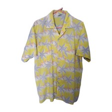 Vintage Tropicana Men's Hawaiian Shirt Yellow Palm Trees Size Large