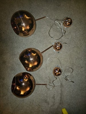 **3 Pack Used**Tom Dixon Copper Round Warm Metallic Designer Orb Pendant Light
