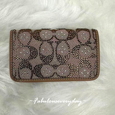 Coach Essential Slim Card Case Crystal Signature Jacquard/Brass/Mushroom CCD16