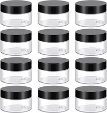 1 Oz Plastic Container Jars with Lids BPA Free, Empty round Clear Cosmetic Conta