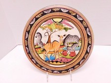 Penzo Zimbabwe Hand Made Painted Plate African Safari Animals Signed Sipho 2004