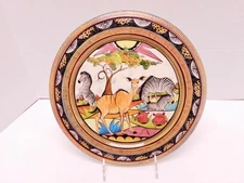 Penzo Zimbabwe Hand Made Painted Plate African Safari Animals Signed Sipho 2004
