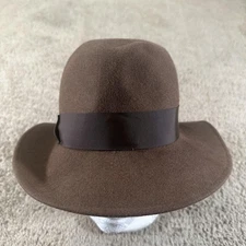 Makins Neiman Marcus Hat Fedora Fitted Womens Brown Felt Ribbon Bow Dressy