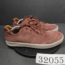 OluKai Laeahi Lī Leather Shoes Mens Size 11 Burgundy Suede Casual Sneakers