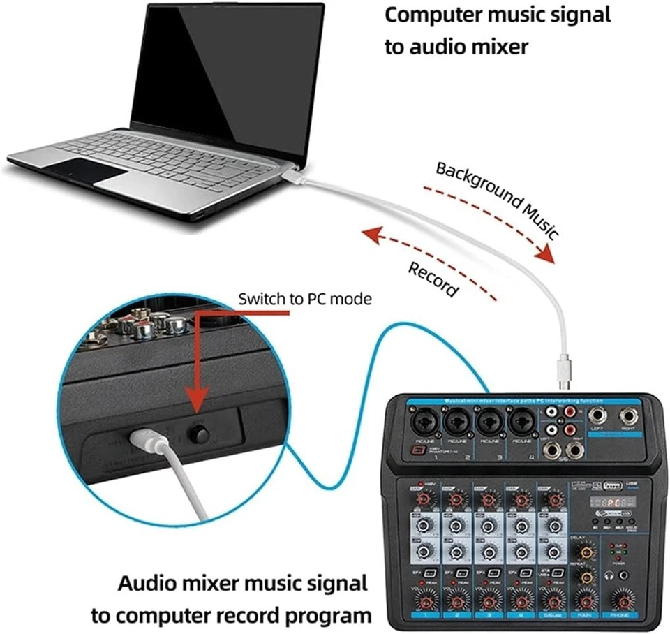 Biner U6 / Cobra acoustic-6 Channel Mixer Bluetooth Sound Mixing Console - Image 4 of 4