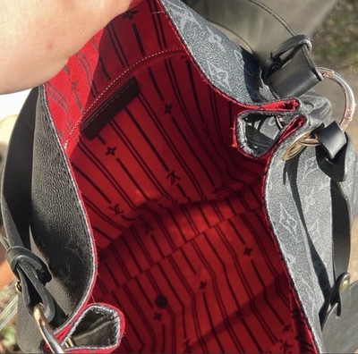 Louis Vuitton Monogram Shoulder Bag Black/Gray Gold Hardware Red Lining +Dust