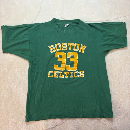 Vintage 80s Boston Celtics Shirt Mens L Green Larry Bird #33 Single Stitch