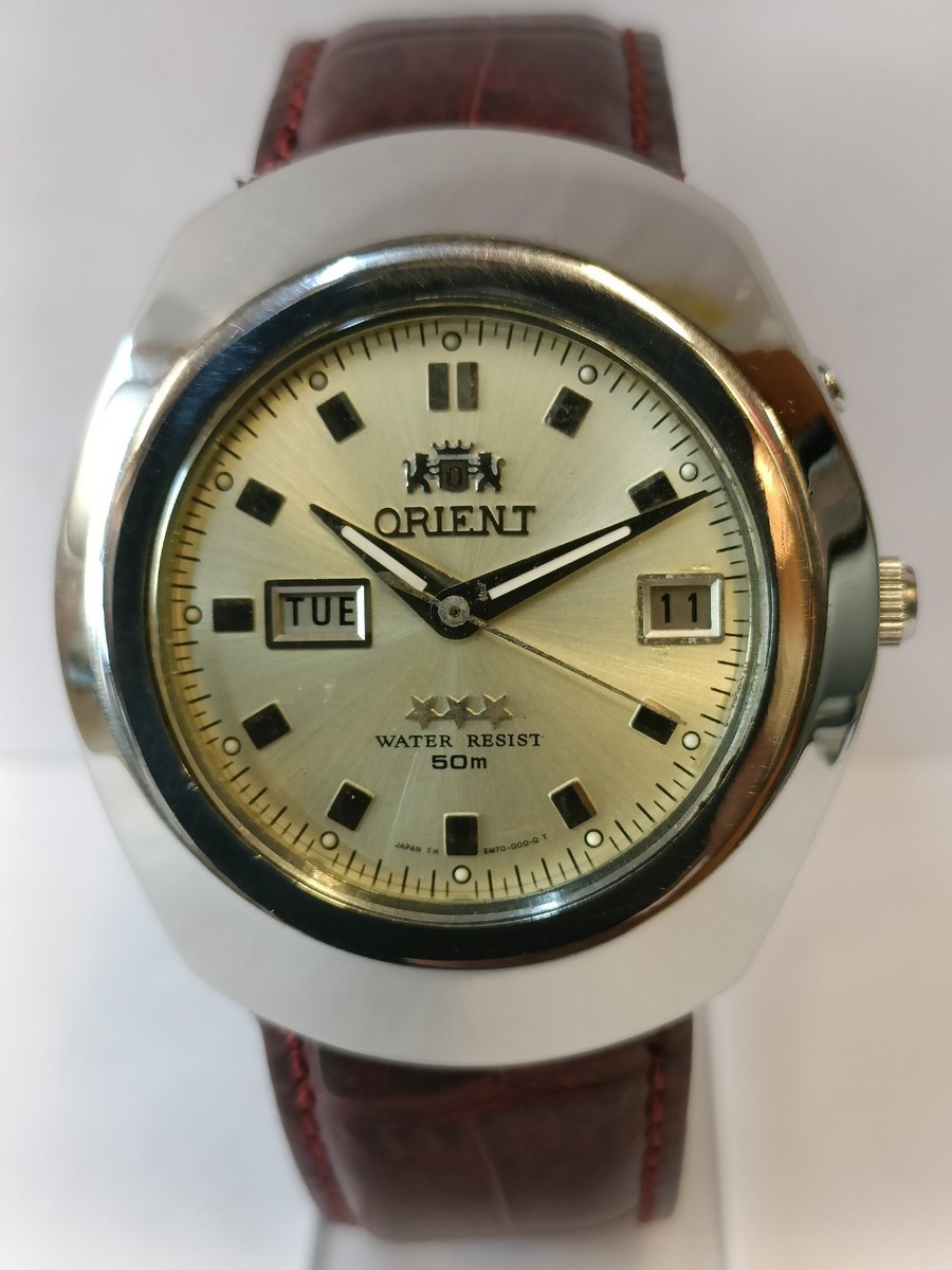 ORIENT 21J AUTOMATIC SILVER DIAL EM70-C0-B JAPAN MEN'S WORKING