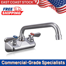 4" Wall Mount Faucet 10" Swivel Spout - Commercial Restaurant Sink Brass