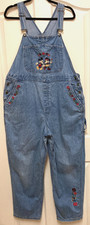 Vintage THE DISNEY STORE Women's Mickey  Minnie Blue Denim Overalls Size XL 