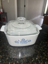 Vintage Corning Ware  White and Blue 1.5 Quar...
