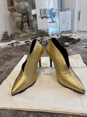 Neu & elegante * Aeyde * Pumps 38 NP 345  Gold Leder Nola Metallic Heels Schuhe